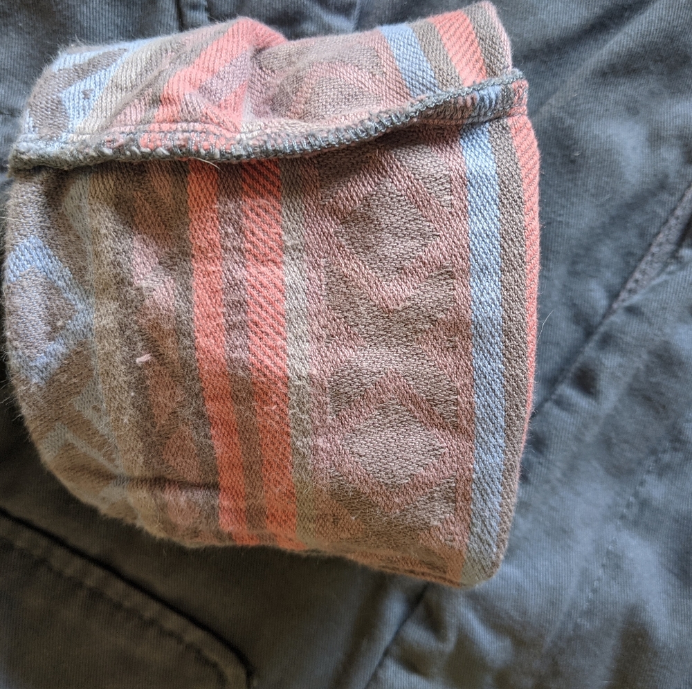 Light Weight Blue Gray Jacket w Coral Aztec Print - Picture 8 of 10